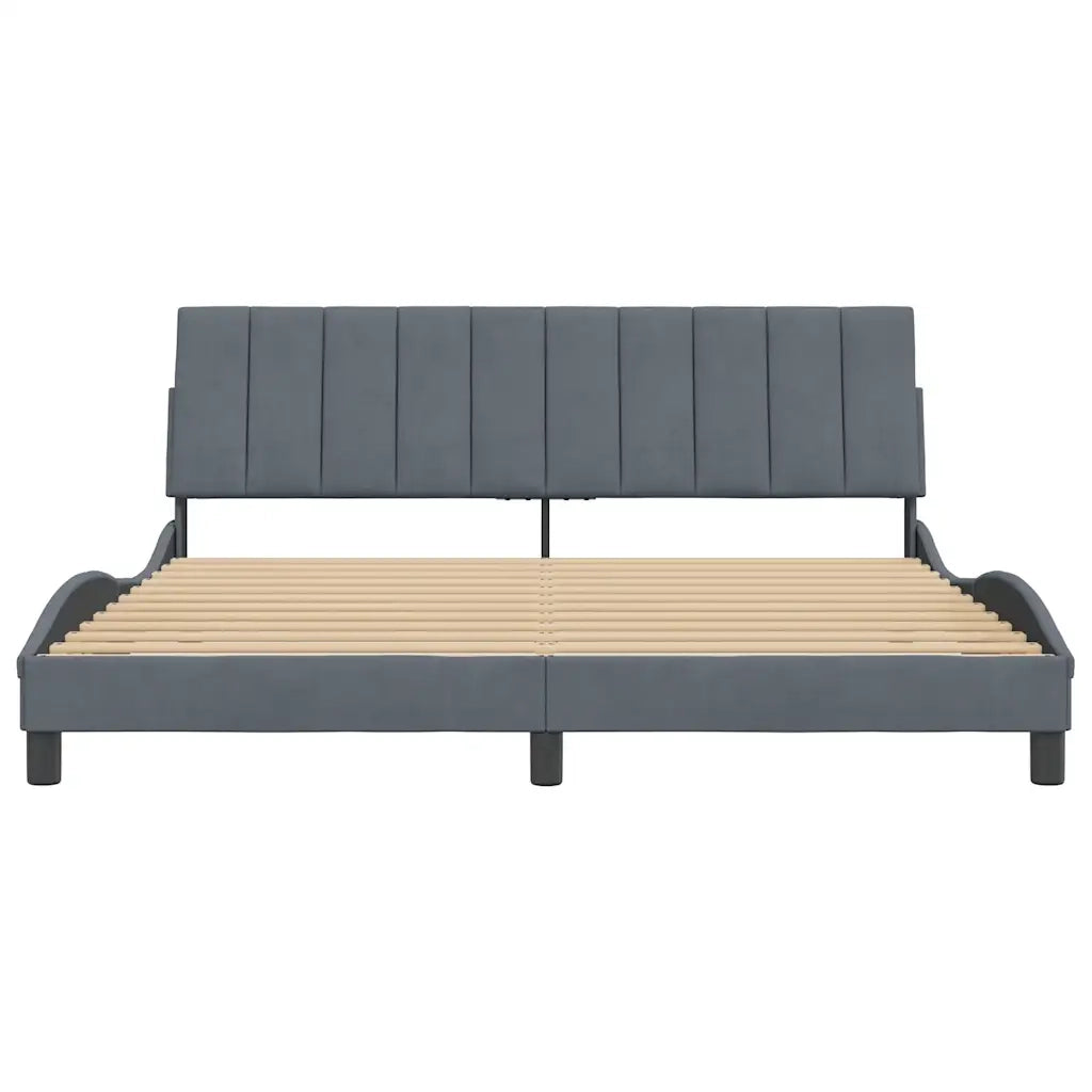 Letto matrimoniale | Letto per adulti | Giroletto senza Materasso Hanko Grigio Scuro 180x200 cm Velluto