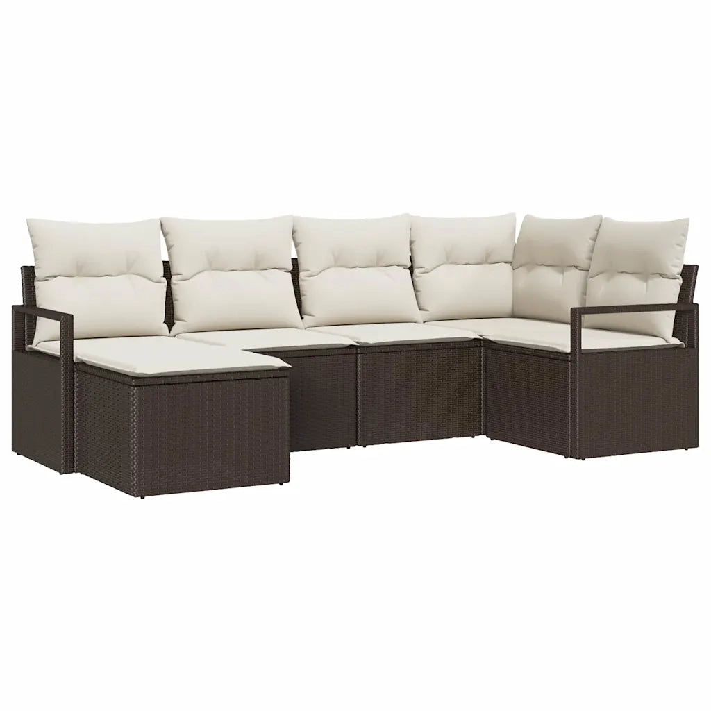 Set di divani con cuscino 6 pcs Marrone e Crema polyrattan 3355117