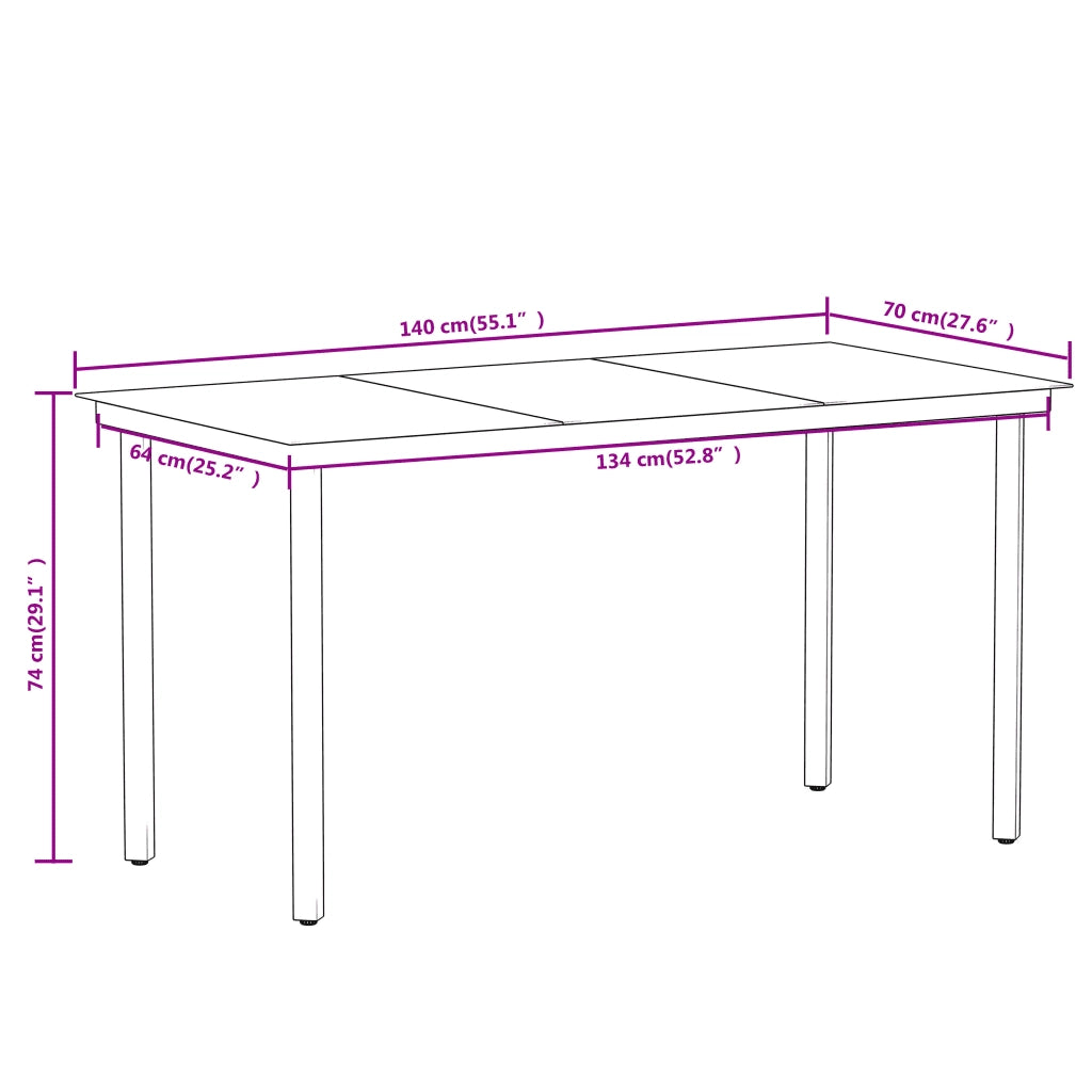 Set Mobili da Pranzo per Giardino 5 pz Nero 3099151