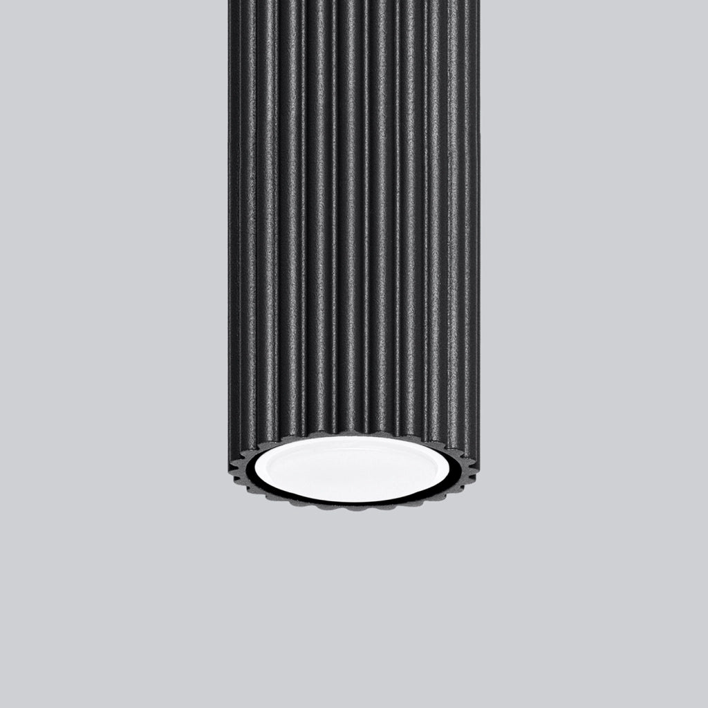 Faretto soffitto moderno nero tubo rigato 20cm GU10