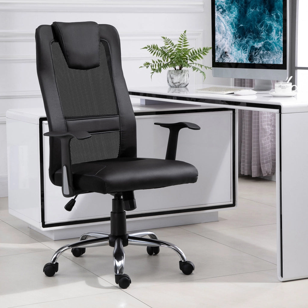 SEDIA DA UFFICIO Ergonomica 66x73x108-118 cm Similpelle Nera