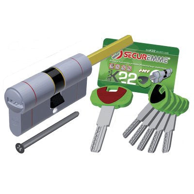 CILINDRO SAGOMATO EVO K22 TOP POMOLO SECUREMME  OTT.NICH.SATIN CHIAVI 5 MM 92 31+61
