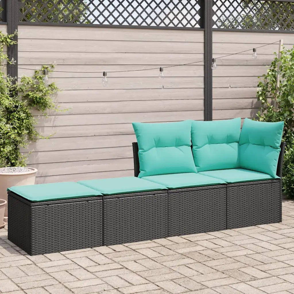 Set Divani da Giardino con Cuscini 2 pz Nero Polyrattan Acacia 3328660