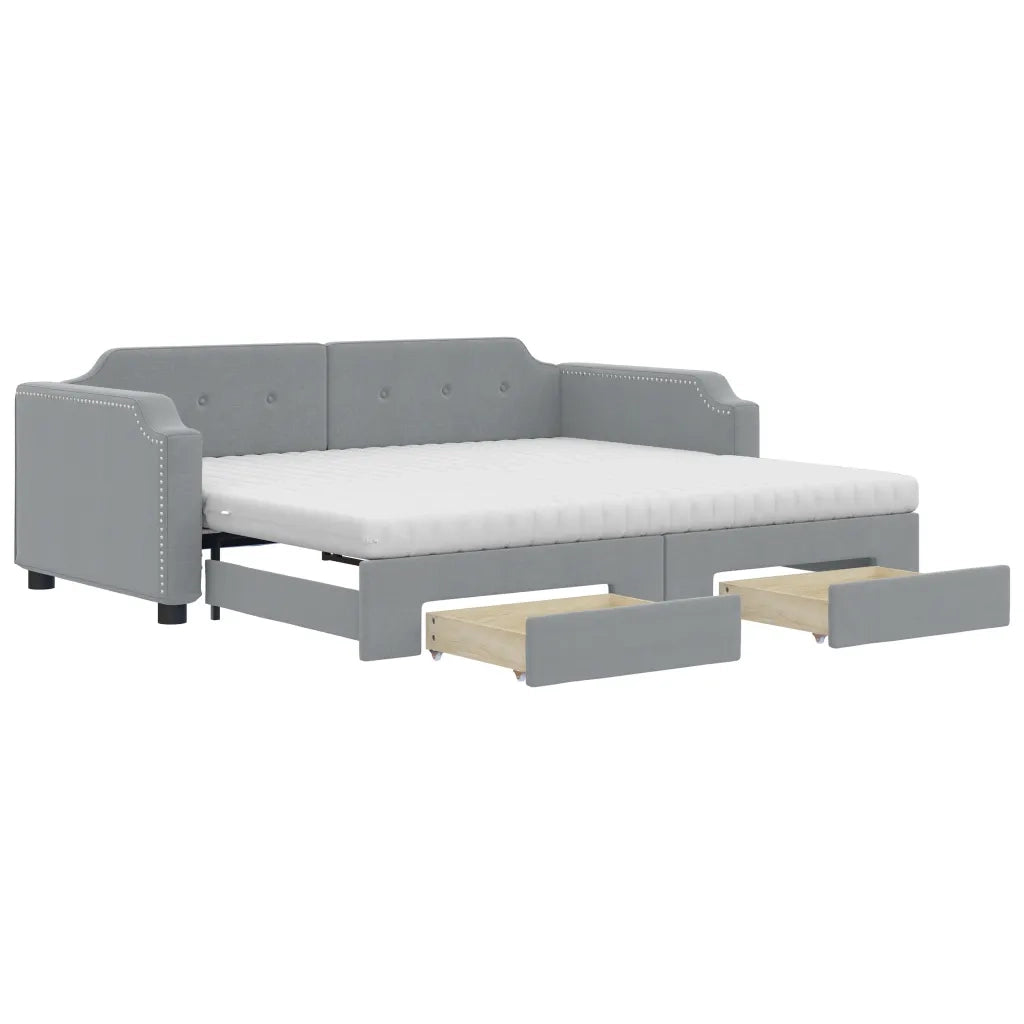 Divano Letto Estraibile Cassetti Grigio Chiaro 90x190cm Tessutocod mxl 82739