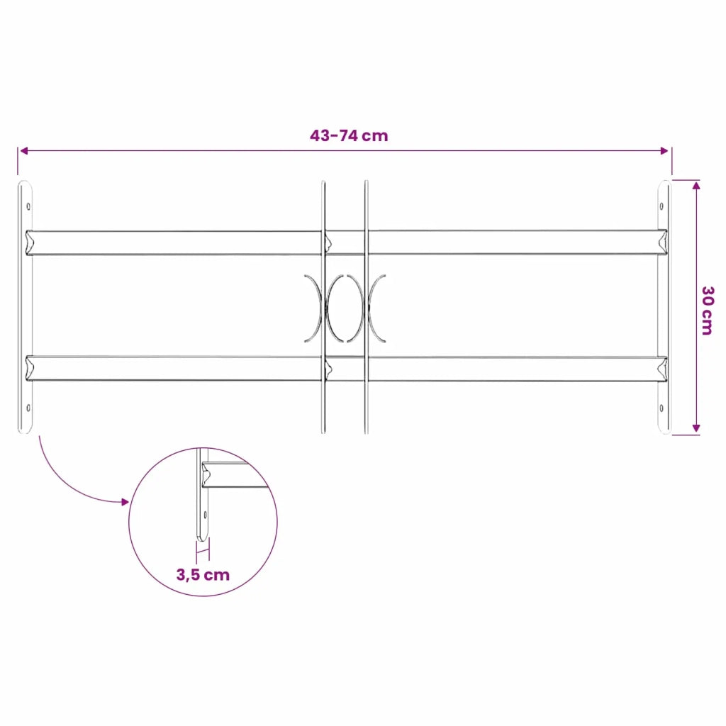 Griglia Finestra 76 x 30 cm Acciaio verniciato a polvere Nero CFW3237379