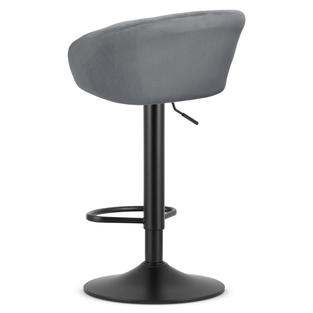 Set di 2 sgabelli bar East in velluto grigio e metallo nero