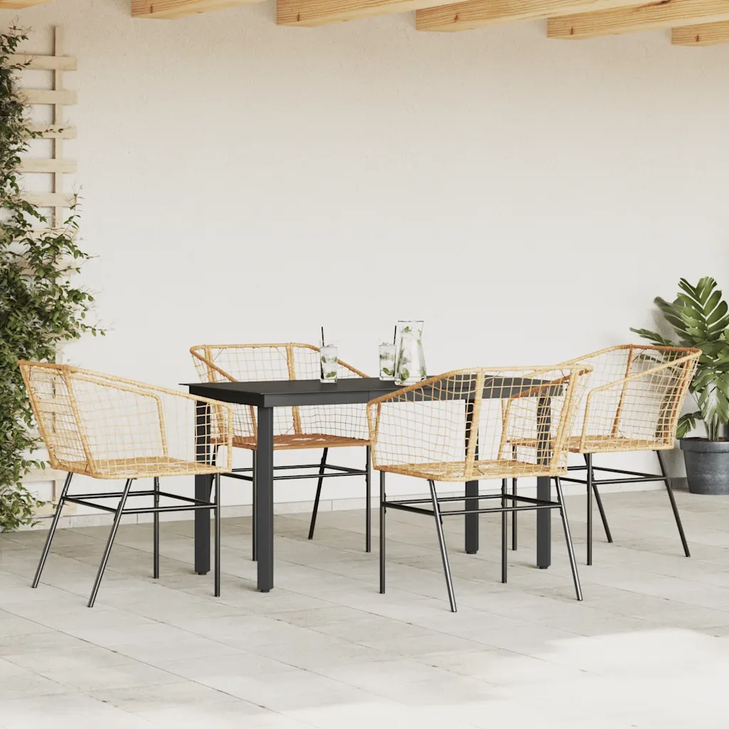 Set da Pranzo da Giardino 5pz Polyrattan Vetro 3334592