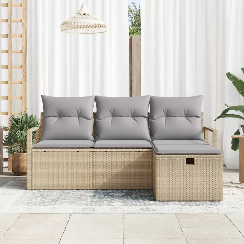 Set di divani 4 pcs Beige e Grigio Chiaro polyrattan 3359149