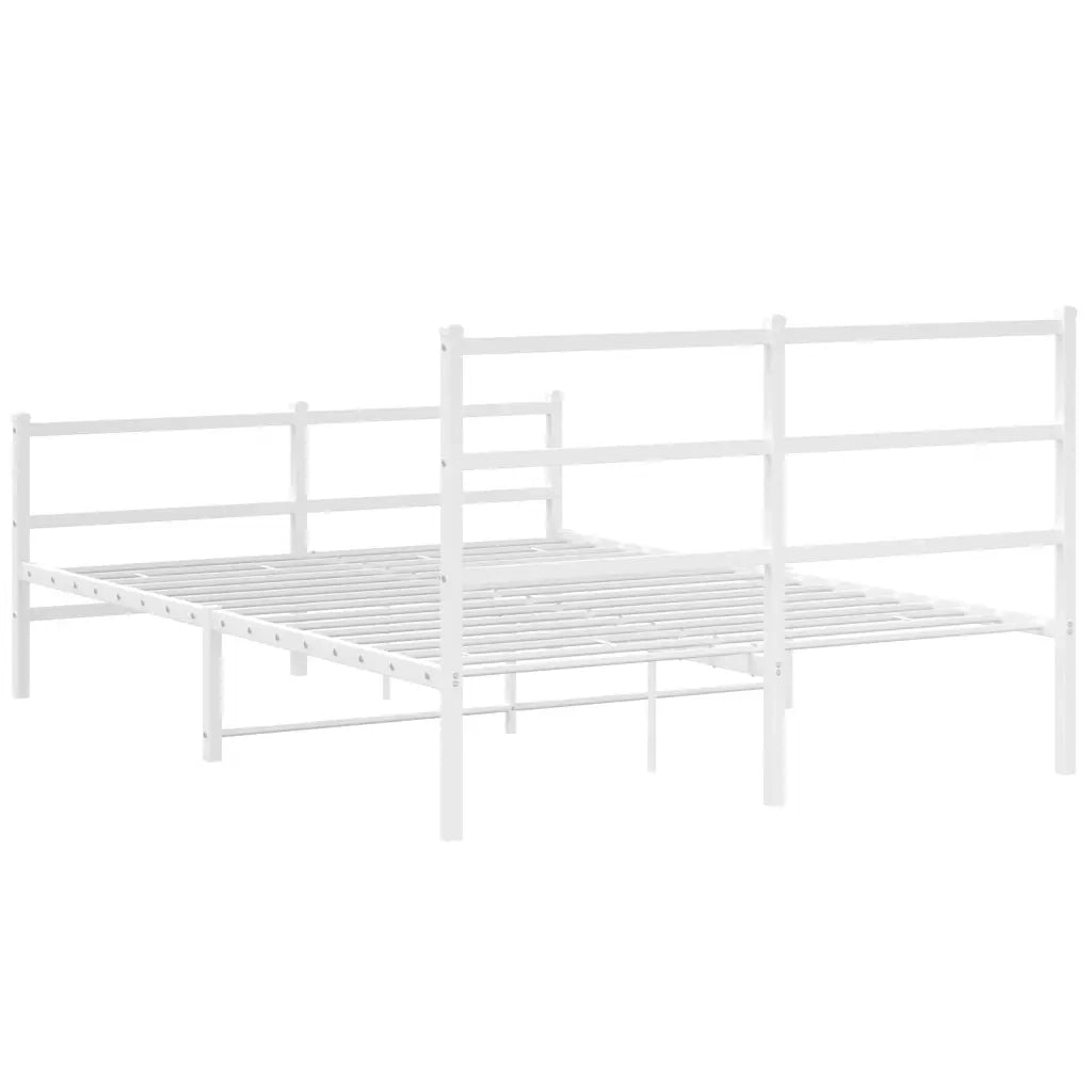 Giroletto con Testiera e Pediera Metallo Bianco 140x200 cm 355433