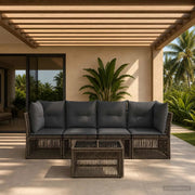 Set Divano da Giardino 5 pcs Grigio polyrattan 3434132