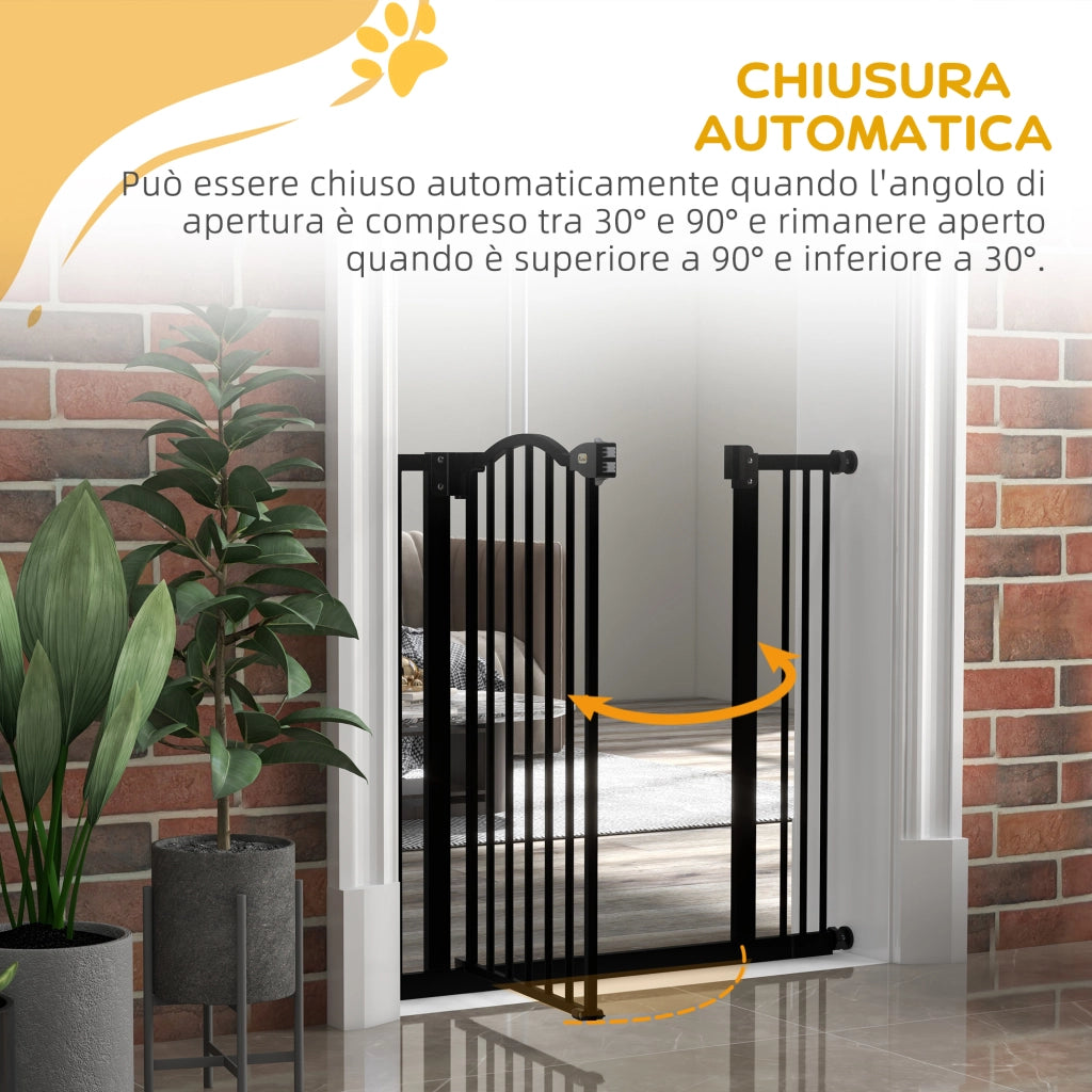 Cancelletto per Cani Estensibile ¨C Minimal ¨C Nero, Metallo e Plastica, 74-87x78 cm