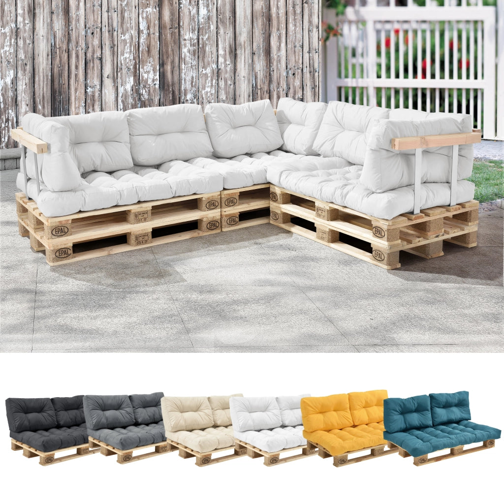 en.casa] Cuscini per palette  - in un set di 3 - imbottitura sedile + cuscino schienale [bianco] divano palette