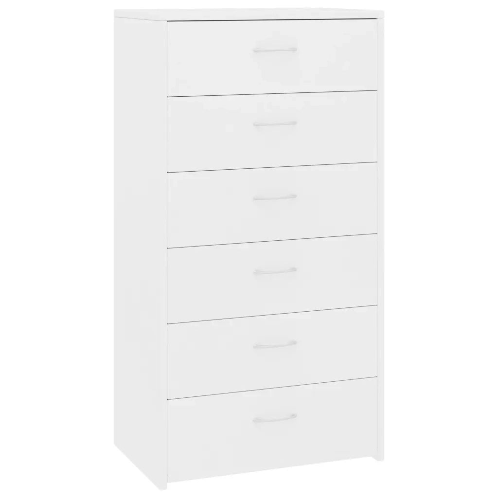 Credenza con 6 Cassetti Bianca 50x34x96 cm in Legno Multistrato 800666