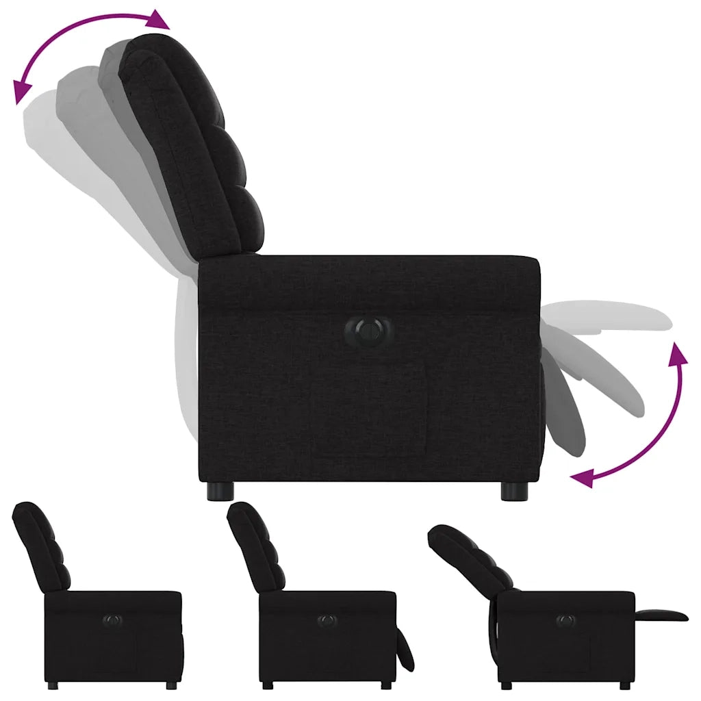 Poltrona Elettrica Reclinabile Nera in Tessuto 3303296