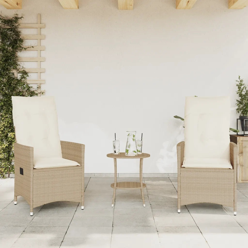 Set da Bistrò 3 pz con Cuscini Beige in Polyrattan 365655