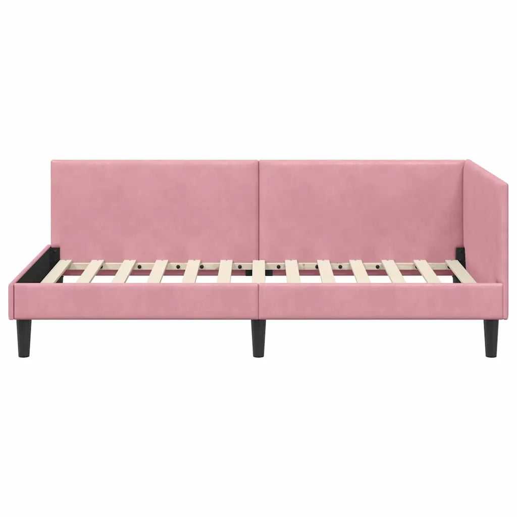 Cornice del letto ad angolo Rosa 100 cm x 200 cm Velluto 42016239