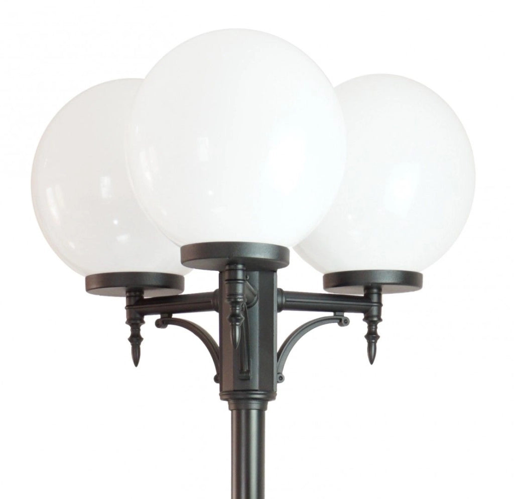 Lampione giardino KULE 290cm 3 sfere E27 nero IP43