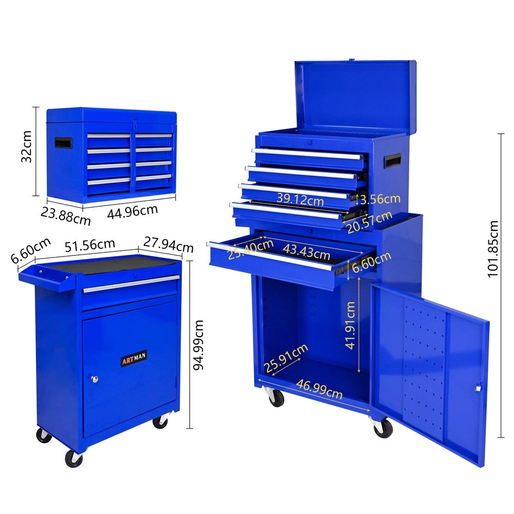 Cassettiera Mobile con Ruote e Ripiani Regolabili ¨C MINIMAL ¨C Blu, 5 Cassetti