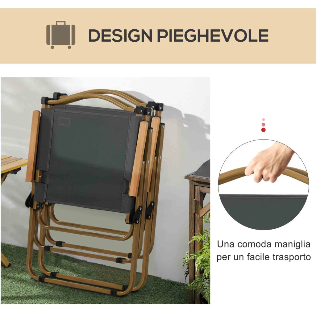 Sedia da pranzo pieghevole con braccioli ¨C Minimal ¨C Tessuto Oxford grigio e acciaio