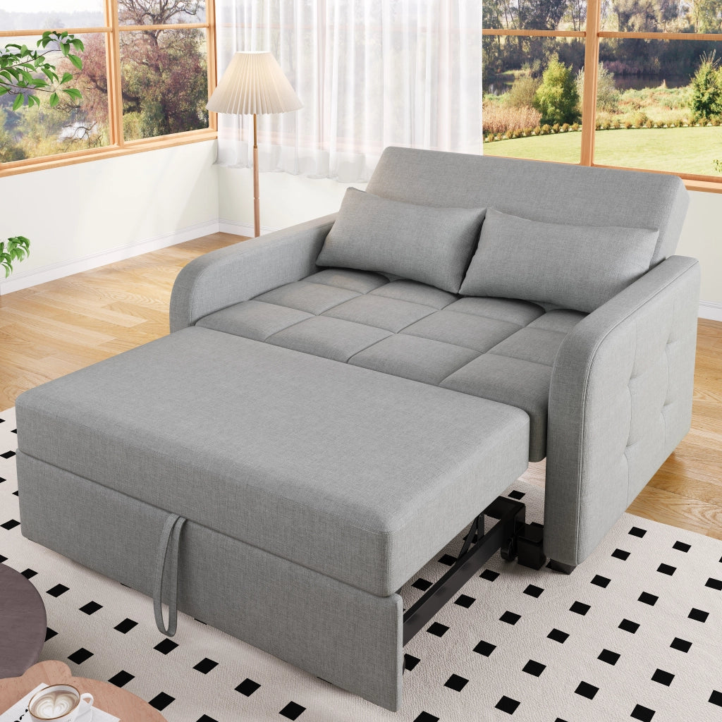 DIVANO LETTO pieghevole 127x180 cm Grigio Antico in lino e cotone