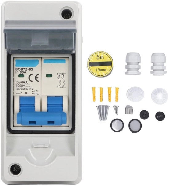 Overspanningsbeveiliging per Miniatuur Stroomonderbreker - Waterdotta - 63A 1000V - DC-scheidingsschakelaar - IP65 - Zonnepaneelinstallazioni.