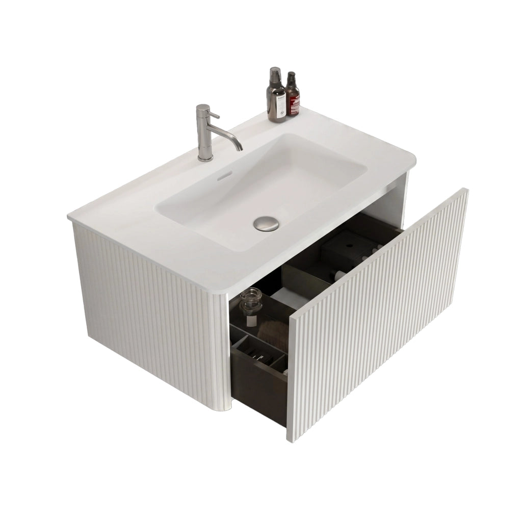 LAVABO CON MOBILE 80 cm Bianco MDF e Plywood