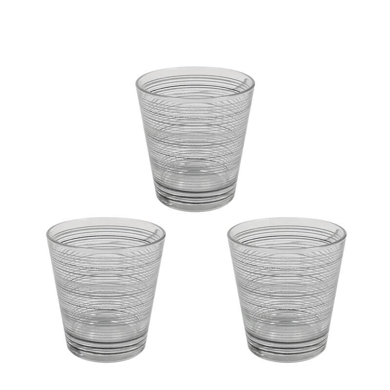 MAURY'S ROUND BICCHIERE ACQUA IN VETRO 3 PEZZI GRIGIO
