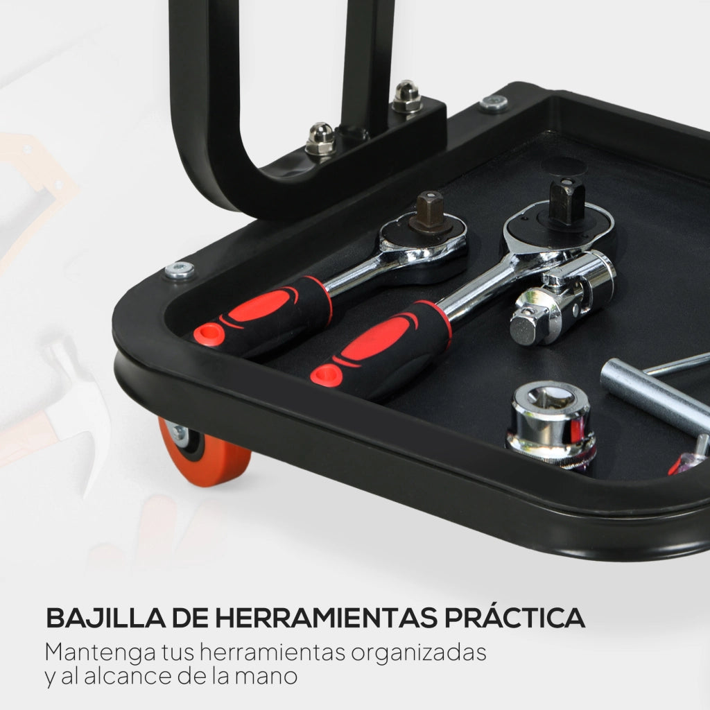 Sgabello con Ruote e Vassoio ¨C Minimal ¨C Rosso, Acciaio, 100 kg
