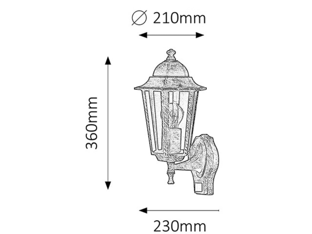 Applique esterna classica Velence oro E27 con sensori
