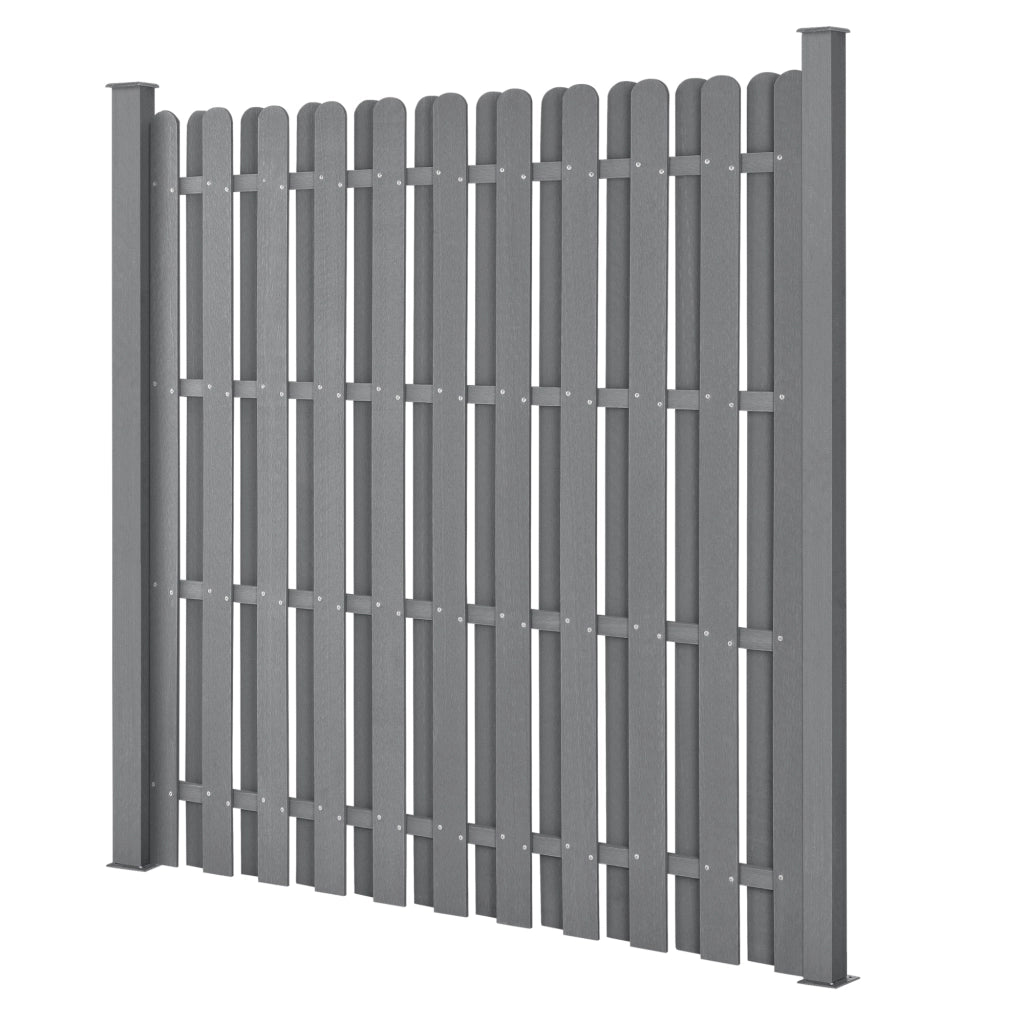 Recinzione in WPC per Giardino Staccionata a Doppia Faccia Steccato Alto 185 cm Lungo 562 cm Grigio NEU.HOLZ