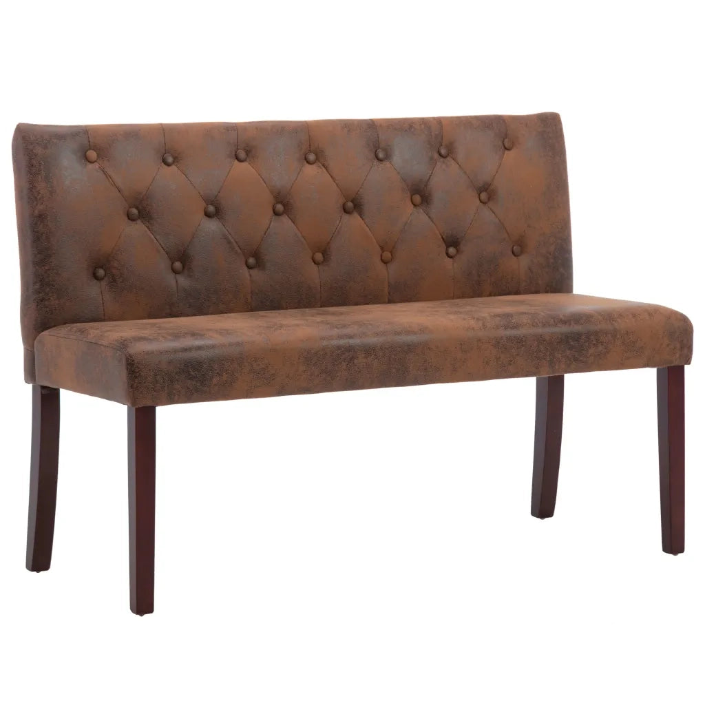 Panca-Sgabello 120 cm Marrone in Similpelle Scamosciata