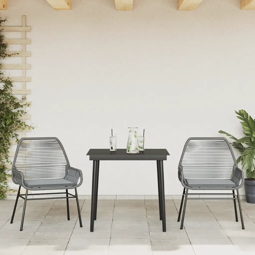 Set da Pranzo da Giardino 3 pz con Cuscini in Polyrattan Vetro 3334478