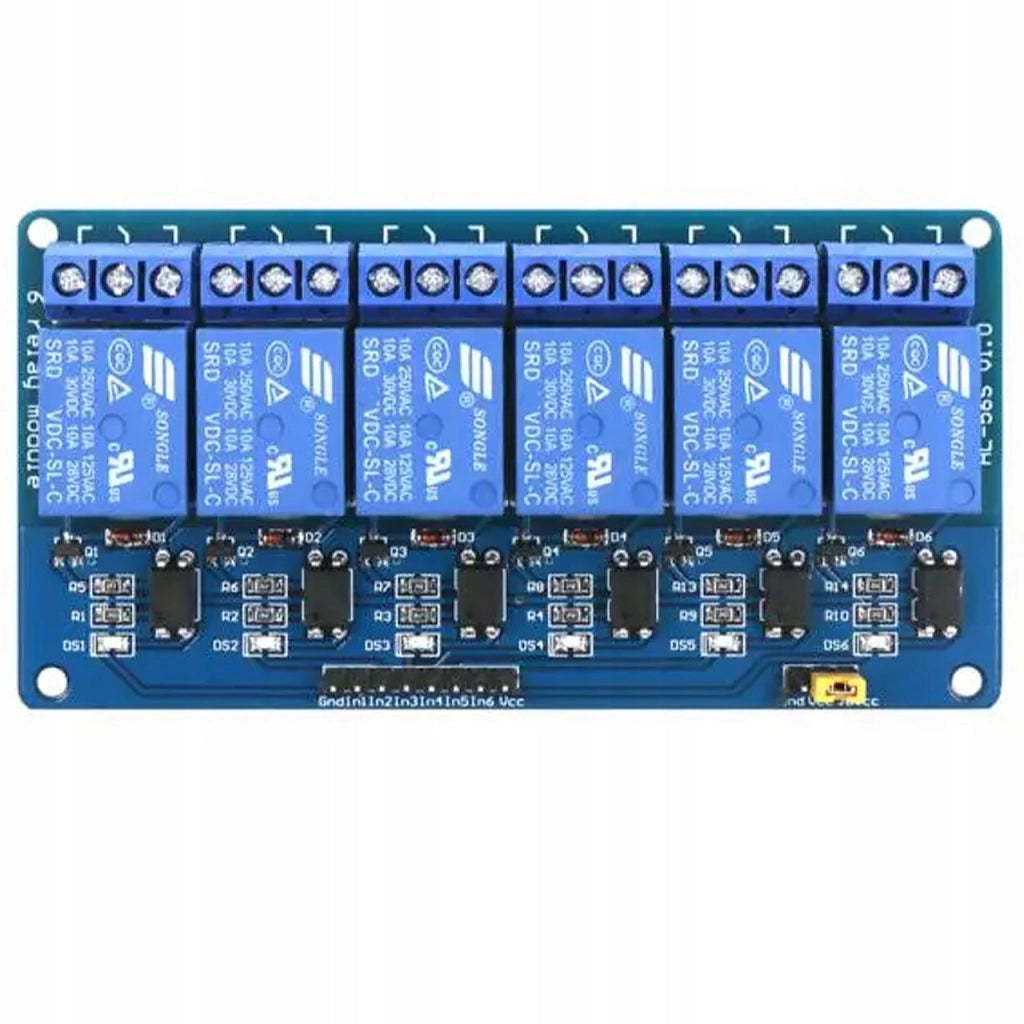 Modulo Relè 6 Canali 5V – Compatibile con Arduino | Isolamento Ottico, SPDT, 10A