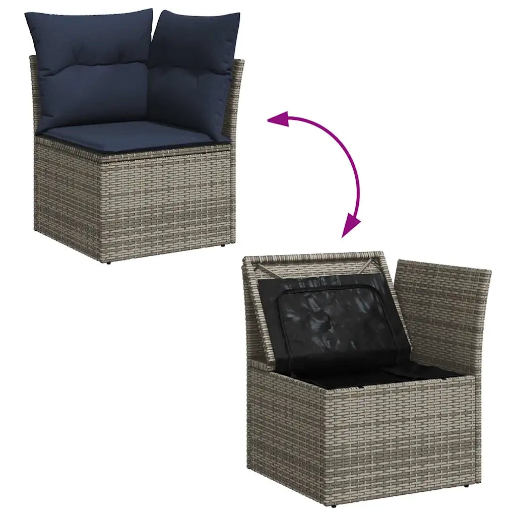 Set Divani da Giardino 6 pz con Cuscini Grigio in Polyrattan 3256446