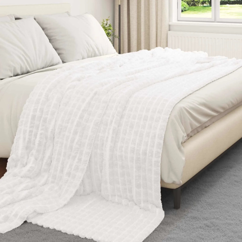 Coperte da Pile 6 pcs Bianco 240 x 220 cm Panno