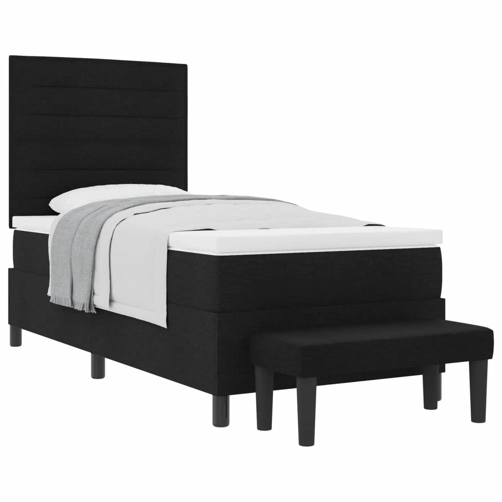 Letto a molle con materasso Nero 90 x 190 cm Tessuto