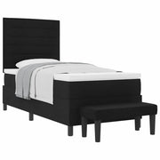 Letto a molle con materasso Nero 90 x 190 cm Tessuto