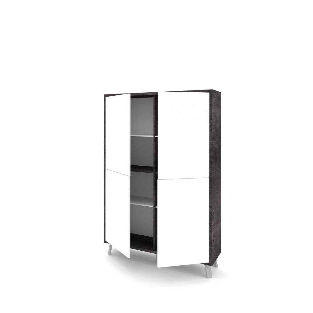 Credenza alta VELBRUK nero pietra/bianco lucido