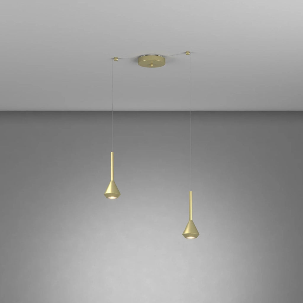 Lampadario Moderno Aygo Metallo Ottone 2 Luci Gu10