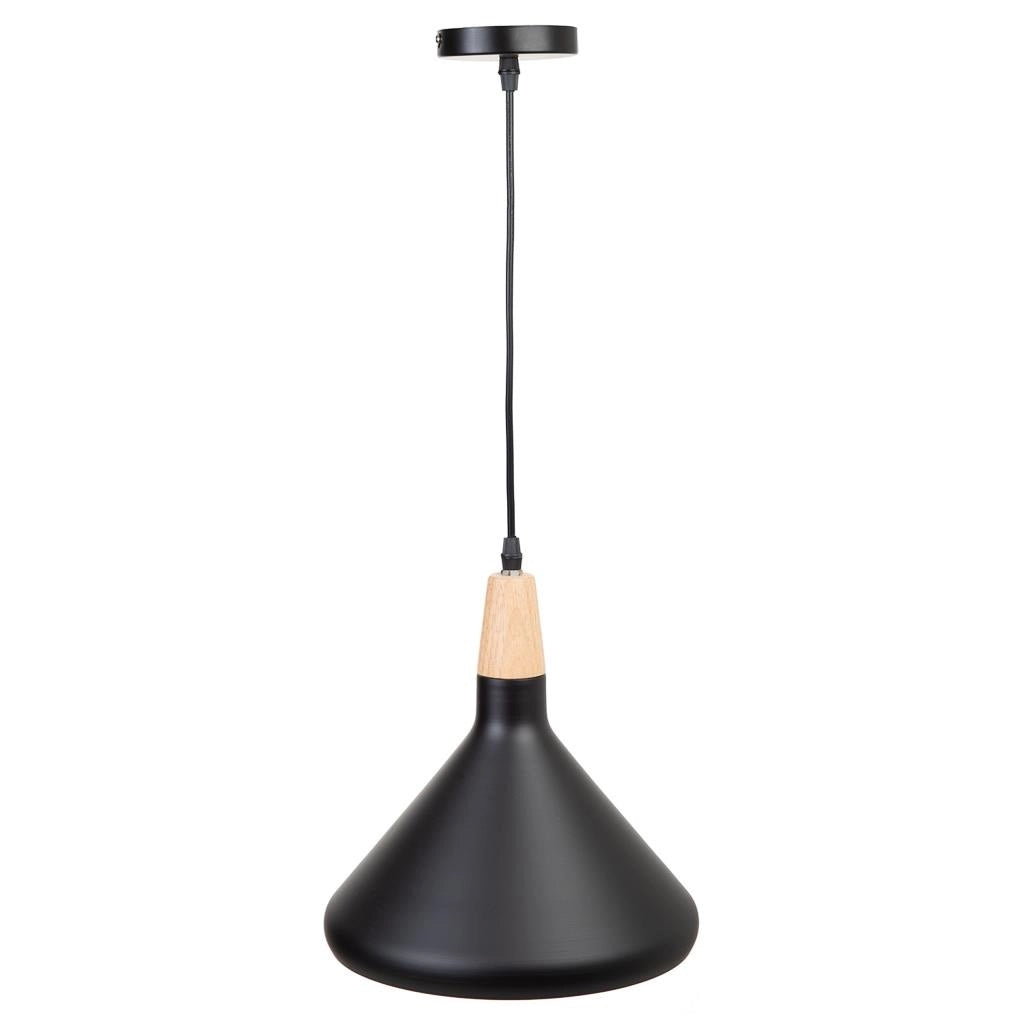 Plafoniera in legno nero e metallo 27x27x30