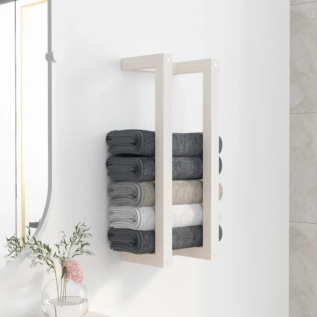 Portasciugamani Bianco 23x18x60 cm in Legno Massello di Pino CFW3837667