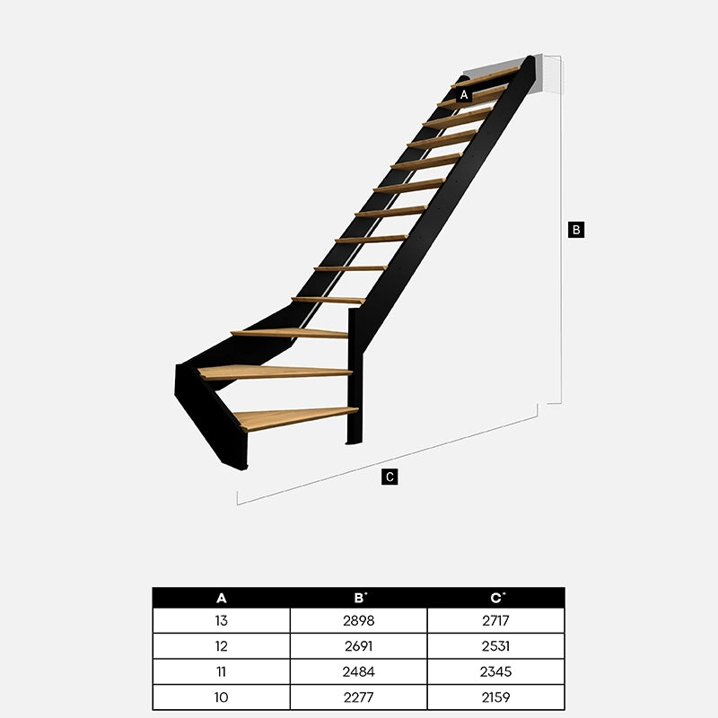 SPECTRA - Scala diritta a Œ con LED integrati, nera