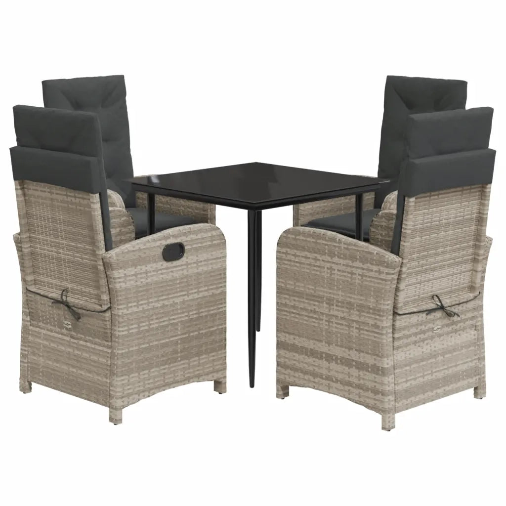 Set Pranzo da Giardino 5pz con Cuscini Grigio Chiaro Polyrattan 3212411