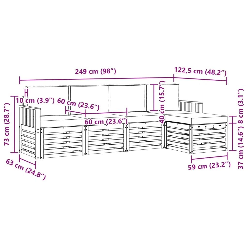 Set di divani da esterno 5 pcs Bianco e Beige 3391668