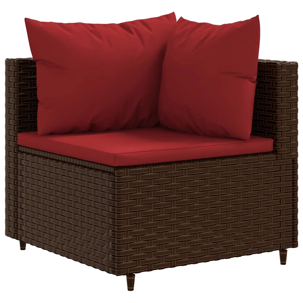 Set Divani da Giardino 8 pz con Cuscini in Polyrattan Marrone