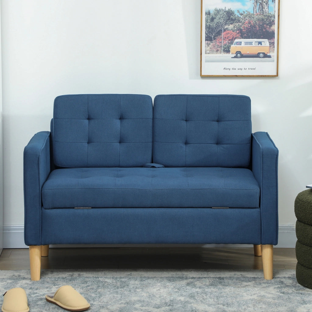 Divano 2 posti con contenitore e cuscini ¨C Minimal ¨C 117x62x78 cm blu