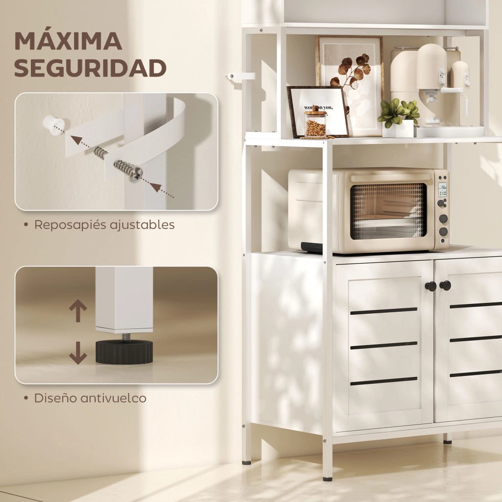 Mobile da Cucina con Presa di Corrente ¨C Xylo ¨C 2 Porte USB 2 Ante Scomparti Bianco