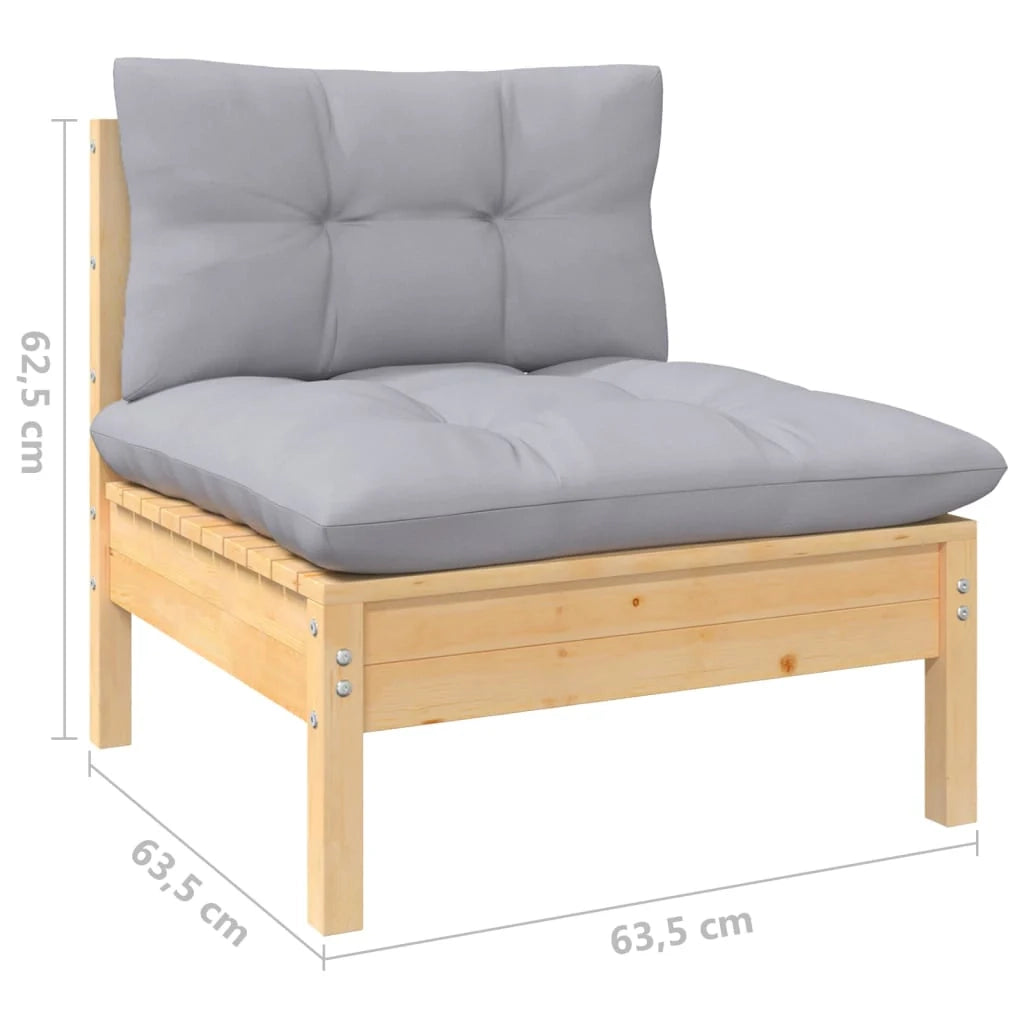Set di mobili da giardino mobili da esterno 8 pezzi con cuscini grigi legno di pino massiccio 02_0017580