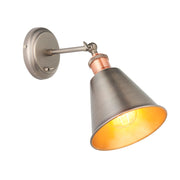 Applique industriale in peltro/rame con interruttore E27 Endon