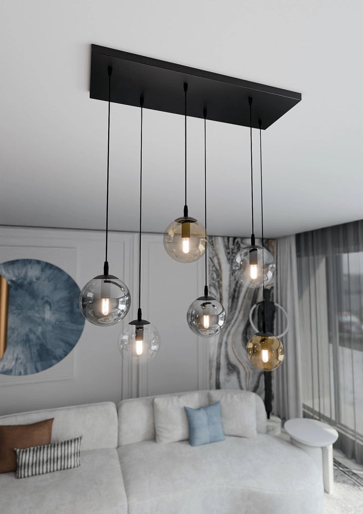 Lampadario Emibig Cosmo 6 luci E14 nero multicolor